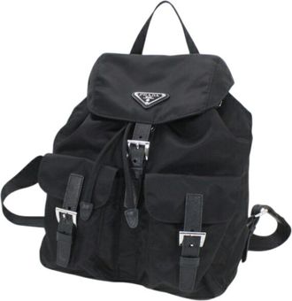 Prada Black Nero Nylon Leather Backpack (Pre-Owned)