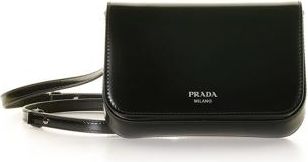Prada Mini Leather Shoulder Bag With Logo