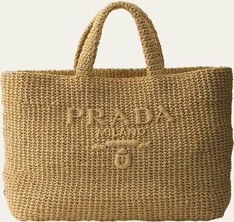 Prada Crochet Raffia Tote Bag