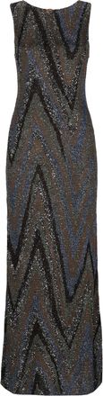Missoni Multicolor Sequined Lurex Side Vent Viscose Maxi Dress