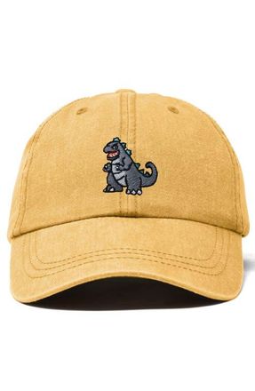 Dalix Giant Lizard Embroidered Dad Hat in Washed Gold at Nordstrom