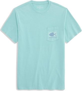 Vineyard Vines Drift-Dye Tarpon Whale Short Sleeve T-Shirts Mens T Shirt Aqua Haze : 2XL, Cotton