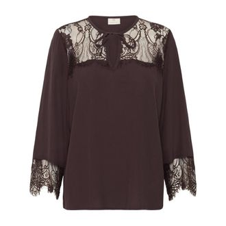 Kaffe Overhemden, Dames, Bruin, XL, KAapril Lace Blouse