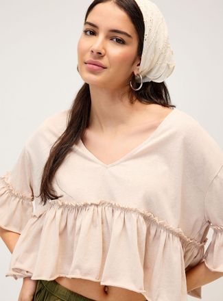 Twik Womens Ruffled bohemian T-shirt