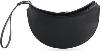 Jacquemus Le Petit Ovalo Leather Clutch in Black 990 at Nordstrom