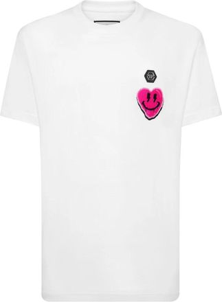 Philipp Plein T-shirt Ronde Hals SS Smile - Heren - T-shirts - Wit - 3XL - Katoen - Tops