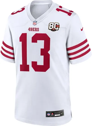 Nike Brock Purdy San Francisco 49ers 80th Anniversary Nike Mens NFL Game Jersey in White | 67NMSAGR9BF-WN2
