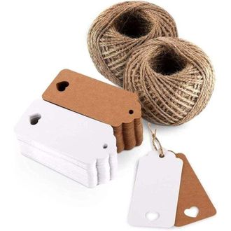OEM Juego De 100 Etiquetas De Papel Kraft Con 30 M De Yute Para Regalos De Boda, Navidad, Fiestas Y Decoraciones - Crezuo