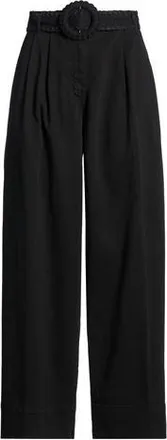 Farm Rio BLACK TWILL WIDE PANTS WITH PLEATS AND BELT