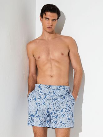 Reiss Airforce Blue Paisley-print Side-adjuster Swim Shorts, Xxl