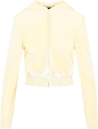 Balenciaga Velvet Velour Zip-Up Hoodie - Dames - Vesten met rits - Geel - XS - Hoodies & sweatvesten