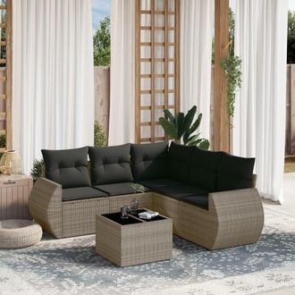 vidaXL Vidaxl - Set De Muebles De Jard&iacute;n 6 Pzas Y Cojines Rat&aacute;n Sint&eacute;tico Gris