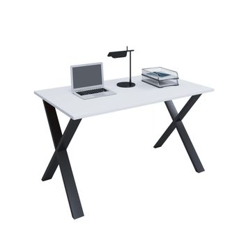 ebuy24 Vcm Wood Desk Al. 76 X An. 110 X P. 50 Cm Mesa De Ordenador Lisa Pies De Metal De Alta Calidad Mesa De Trabajo Muebles De Oficina - Lona U (negro / Bl