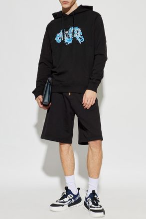 Versace Jeans Couture Sweat Shorts With Printed Logo, Mens, Black