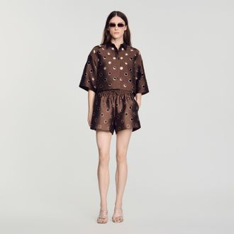 Sandro Distressed rhinestone shorts
