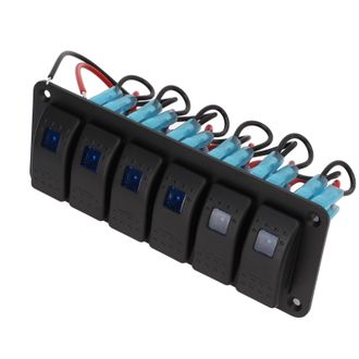 OEM Panel De Control Marino Con 6 Interruptores Basculantes, Protecci&oacute;n Contra Sobretensi&oacute;n, Retroiluminaci&oacute;n Azul, Resistente Al Agua Ip65, 12-24 V