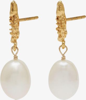 ALIGHIERI Gold-Plated The Lustre Of The Moon Pearl Earrings - Unisex - 24kt Gold-Plated Bronze/Freshwater Pearl
