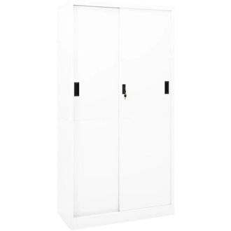 vidaXL Armario de oficina puerta corredera acero blanco 90x40x180 cm vidaXL