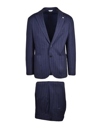 Manuel Ritz Blue Polyester-Blend Rounded Formal Suit