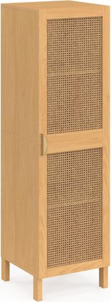 IDMarket Edhen Contenitore A 1 Anta Con Ripiani In Canna Color Legno