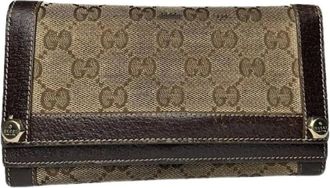 Gucci Pre-owned Wallets, female, Beige, Size: ONE SIZE Pre-owned Cotton Wallet