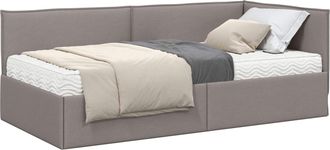 vidaXL Estructura De Cama Esquina Con Colch&oacute;n 2 Uds. Taup&eacute; 90 X 190 Cm Vidaxl