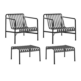 HAY Palissade 2x Lounge Chair Low + 2x Ottoman, anthrazit