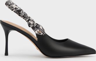 Charles & Keith Tayari Leather Printed-Strap Slingback Pumps
