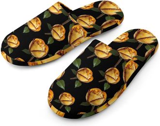 Generic Baseball Rose Mens Cotton Slippers Memory Foam Comfort House Shoes Winter Indoor Slipper for Hotel Casa Spa