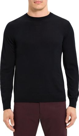 Theory Regal Wool Crewneck Sweater in Black at Nordstrom, Size Xx-Large