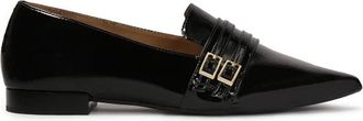 Kazar Platte gelakte pumps met bandjes - Dames - Loafers - Zwart - 38 EU - Leer - Schoenen
