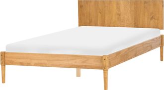 Beliani Cama Con Somier Estilo Escandinavo De Madera De Pino Natural 140 X 200 Cm Marr&oacute;n Claro Ambazac