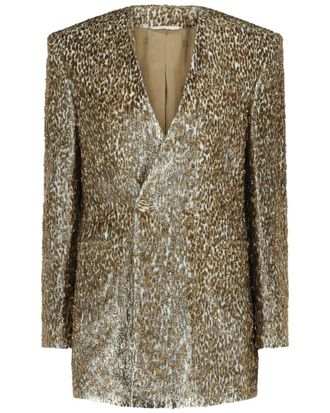 Givenchy Beaded Animal Print Single-Breasted Blazer