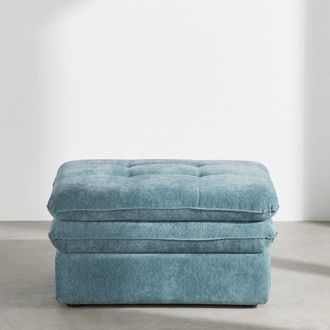 Maisons du monde Puf ba&uacute;l de tela reciclada azul petr&oacute;leo