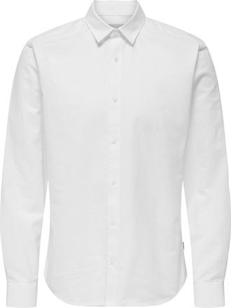 Only & Sons Langarmhemd ONLY & SONS ONSCANTLEY LIFE LS SOLID LINEN SHIR OTL, Herren, Gr. XXL, N-Gr, weiss (wei&szlig;), Web, Obermaterial: 95% Baumwolle, 5% Leinen, uni