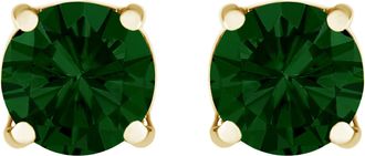 House of Brilliance 14K Gold Lab Grown Green Diamond Classic Solitaire Stud Earrings