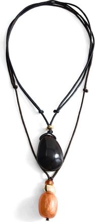 Mango Combined Double Pendant Necklace in Brown at Nordstrom