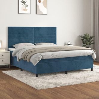 vidaXL Vidaxl - Cama Box Spring Con Colch&oacute;n Terciopelo Azul Oscuro 180x200 Cm