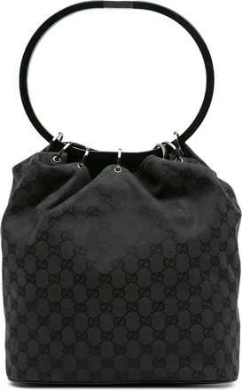Gucci Borsa a mano in tela GG con manico ad anello 2000-2015 - Nero