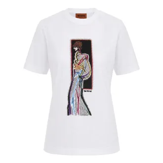Missoni Camiseta de punto de algod&oacute;n con estampado - Tops - Mujer - Blanco - S