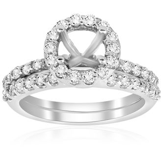Pompeii3 7/8ct Diamond Engagement Wedding Ring Setting 14K White Gold Mounting Size Selectable