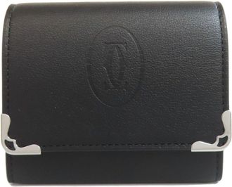 Cartier Black Leather Coin Purse/Coin Case (Pre-Owned)