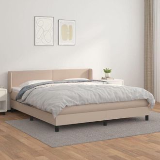 vidaXL Vidaxl - Cama Box Spring Con Colch&oacute;n Cuero Sint&eacute;tico Capuchino 160x200cm