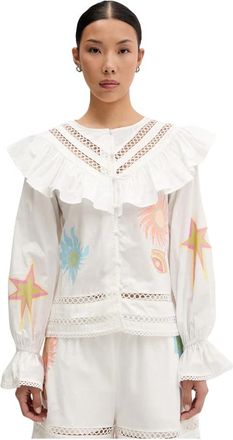 Never Fully Dressed Katoenen overhemd met knoopsluiting - Dames - Blouses - Veelkleurig - L - Katoen - Overhemden