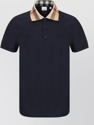 Burberry checked collar cotton polo shirt