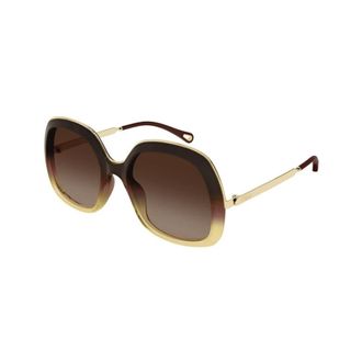 Chlo&eacute; Vierkante Zonnebril - Dames - Accessoires - Bruin - Maat: 56 MM Zijde