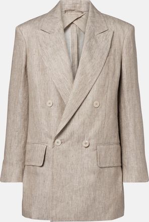 Max Mara Olimpia double-breasted herringbone linen blazer