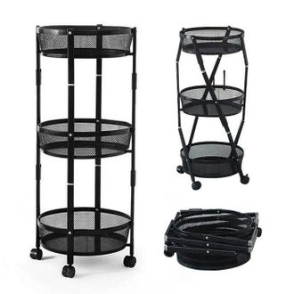 OEM Estante De Almacenamiento De Cocina - Seven Comfort - 3 Niveles - Plegable - 15kg Por Nivel - Negro