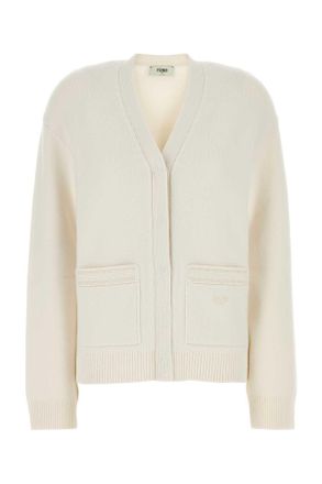 Fendi White Cashmere Blend Cardigan