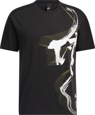 adidas Wj Gfx Story Casual Breathable Round Neck Sports Short Sleeve Black HE5168